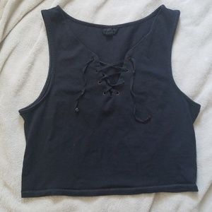 Topshop Lace Up Crop Tank